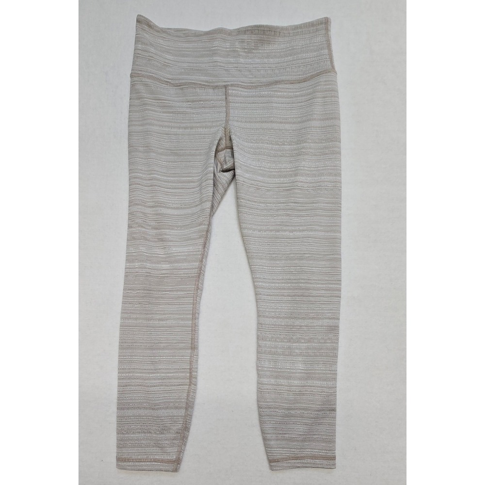 Athleta Women's Medium Petite High Rise‎ Jacquard Chaturanga Tight Beige